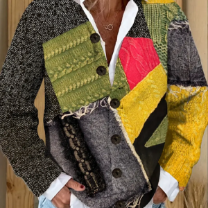Women Abstract Long Sleeve Comfy Vintage Printing Cardigan, Cardigans, color:As Picture|size:5XL, catalog Noracora shop