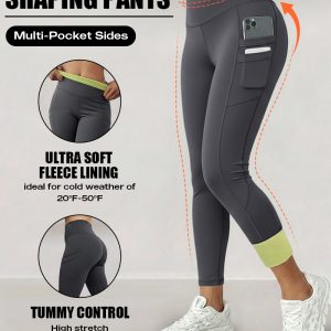 Winter Warm High Waisted Workout Athletic Leggings Tummy Control Butt Lifting Ultra Soft Thermal Lined Yoga Pants Women's Sportswear with Stacked Slit Pockets On Side, women Pants, ChicMe catalog