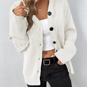 Women Spring/Fall Outerwear Vintage Split Joint Plain Long Sleeve Jacket, Coats, color:White|size:XXL, catalog Noracora shop
