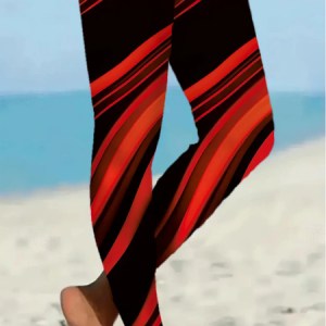 Women Abstract Casual All Season Printing Long Leggings, JustFashionNow Leggings, color:Black-red|size:XXL,