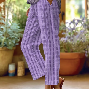 Women Geometric Long Pants Casual Spring/Fall Trousers, Pants, color:Purple|size:5XL, catalog Noracora shop
