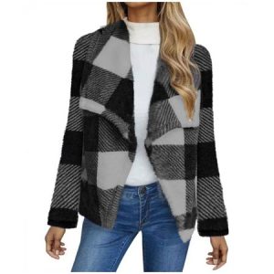 Women Spring/Fall Outerwear Casual Striped Long Sleeve Shawl Collar Jacket, Outerwear, color:Gray|size:XXL, catalog Noracora shop