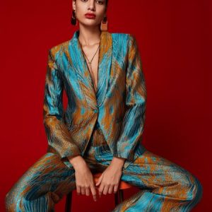 Elegant Jacquard Lapel Collar Blazer, Blazers, color:As Picture|size:XXL, Stylewe