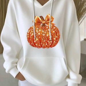Vintage Hooded Halloween Pumpkin Pattern Comfy Hoodie, Hoodies & Sweatshirts, color:White|size:5XL, catalog Noracora shop