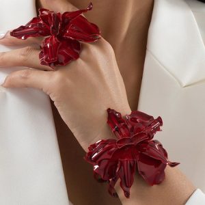 Elegant  Floral Ring,Bangle, Other Accs, color:Red|size:One-size, Stylewe