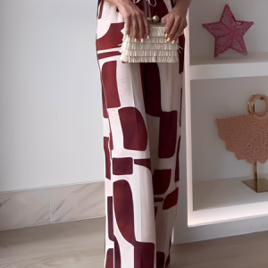 Urban Geometric Straight Pants, Pants, color:As Picture|size:XXL, Stylewe