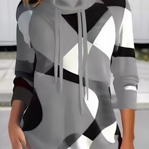 Vintage Turtleneck Geometric Sweatshirt Printing, Hoodies & Sweatshirts, color:Gray|size:3XL, catalog Noracora shop