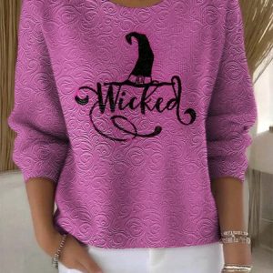 Women Cotton Halloween Long Sleeve Comfy Vintage Sweater, Sweaters, color:Rose Red|size:4XL, catalog Noracora shop