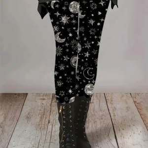Women Star Casual All Season Printing Long Leggings, JustFashionNow Leggings, color:Black|size:XXL,