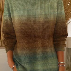Women Imitation Cashmere Striped Long Sleeve Comfy Vintage Sweater, Sweaters, color:Color3|size:XXL, catalog Noracora shop