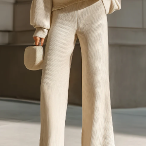 Casual Plain Pockets Straight Sweater Pants, Pants, color:Beige|size:XXL, Stylewe