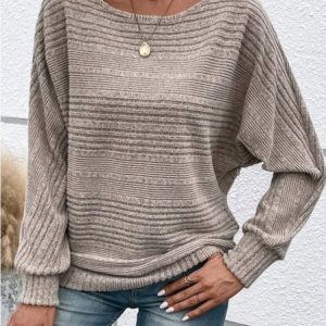 Vintage Plain Crew Neck Long Sleeve T-shirt, T-shirts, color:Khaki|size:3XL, catalog Noracora shop