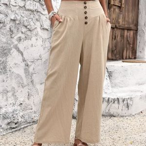 Women Plain Long Pants Casual Spring/Fall Trousers, Pants, color:Apricot|size:XL, catalog Noracora shop