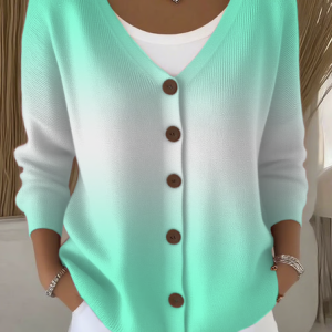 Women Cotton Ombre Long Sleeve Comfy Casual Cardigan, Sweaters, color:Green|size:4XL, catalog Noracora shop
