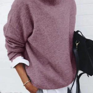 Women Plain Printing Spring/Fall Casual Long Sleeve Crew Neck Sweater, JustFashionNow Sweaters, color:Pink|size:5XL,