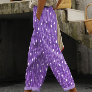 Women Striped Long Pants Casual Spring/Fall Trousers, JustFashionNow Pants, color:Purple|size:5XL,