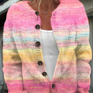 Women Abstract Casual Spring/Fall Printing Cardigan, JustFashionNow Cardigans, color:Pink|size:4XL,