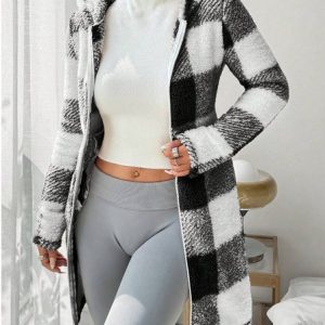Women Spring/Fall Outerwear Casual Geometric Long Sleeve Hoodie Jacket, Outerwear, color:white-gray|size:XXL, catalog Noracora shop