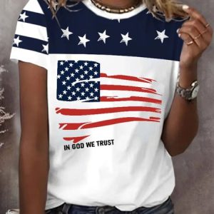 Vintage America Flag Crew Neck Short Sleeve T-shirt, T-shirts, color:White|size:3XL, catalog Noracora shop