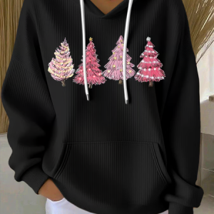 Women Christmas Spring/Fall Printing Long Sleeve Casual Holiday Hoodie, JustFashionNow Sweatshirts & Hoodies, color:Black|size:5XL,