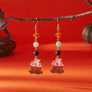 Halloween pumpkin pendant earrings Gothic tassel women's earrings, Sport ACC, color:Orange, catalog Noracora shop