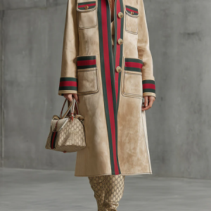 Urban Color Block Shirt Collar Coat, Coats, color:Khaki|size:XXL, Stylewe