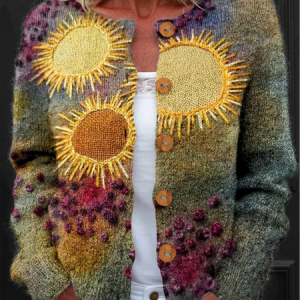 Women Knitted Geometric Long Sleeve Comfy Vintage Cardigan, Cardigans, color:Color3|size:5XL, catalog Noracora shop