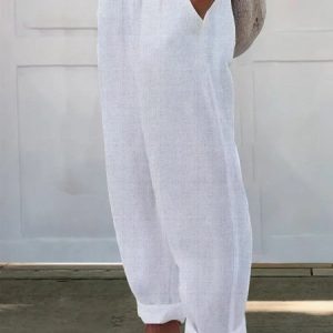 Women Plain Long Pants Casual Spring/Fall Trousers, Pants, color:White|size:5XL, catalog Noracora shop
