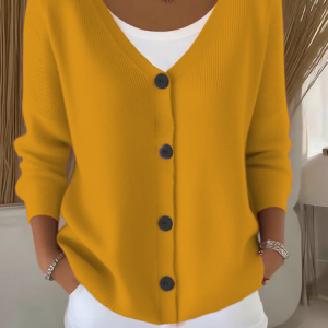 Women Plain Long Sleeve Comfy Casual Cardigan, Cardigans, color:Mustard|size:5XL, catalog Noracora shop