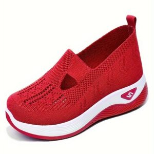 Casual Plain Slip On Flat Heel Shallow Shoes, Flats/Loafers, color:Red|size:43, catalog Noracora shop