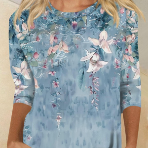 Vintage Crew Neck Floral Sweatshirt, T-shirts, color:As Picture|size:4XL, catalog Noracora shop