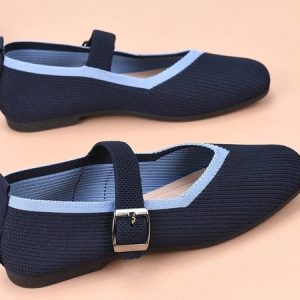 Casual Color Block Breathable Lace-Up Flat Heel Shallow Shoes Split Joint, Flats/Loafers, color:Deep Blue|size:42, catalog Noracora shop