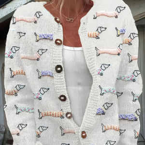 Women Knitted Animal Long Sleeve Comfy Vintage Cardigan, Cardigans, color:As Picture|size:5XL, catalog Noracora shop