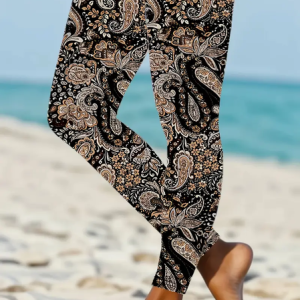 Casual Floral Printing Long Leggings, Leggings, color:Black|size:XXL, catalog Noracora shop