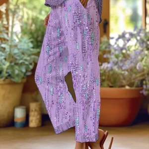 Women Abstract Long Pants Casual Spring/Fall Trousers, Pants, color:Purple|size:5XL, catalog Noracora shop