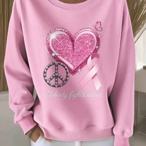 Casual Crew Neck Floral Sweatshirt, Hoodies & Sweatshirts, color:Pink|size:4XL, catalog Noracora shop