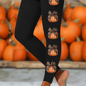 Women Halloween (pumpkin) Casual All Season Printing Long Leggings, JustFashionNow Leggings, color:Black|size:5XL,