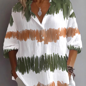 Shirt Collar Long Sleeve Abstract Printing Regular Loose Shirt For Women, Shirts, color:As Picture|size:5XL, catalog Noracora shop