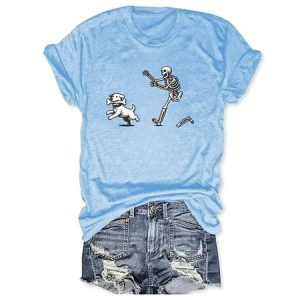Halloween Casual Dog Crew Neck Short Sleeve T-shirt, T-shirts, color:Blue|size:3XL, catalog Noracora shop