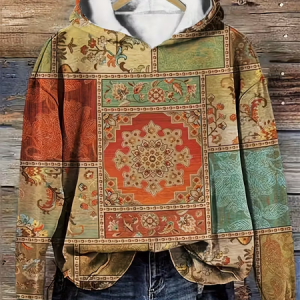 Women Ethnic Spring/Fall Printing Long Sleeve Casual Daily Hoodie, JustFashionNow Sweatshirts & Hoodies, color:As Picture|size:XXL,