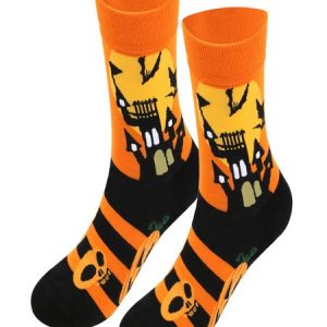Halloween Plus Size Cotton Socks Autumn And Winter New Witch Pumpkin Castle Mid-tube Socks, JustFashionNow Socks, color:Orange|size:One-size,