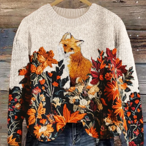 Women Knitted Floral Long Sleeve Comfy Casual Printing Sweater, Sweaters, color:Apricot|size:4XL, catalog Noracora shop