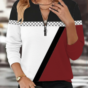 Women Abstract Crew Neck Printing Casual Spring/Fall Long Sleeve Sweatshirt, JustFashionNow Sweatshirts & Hoodies, color:Red|size:XXL,