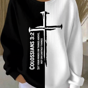 Casual Crew Neck Color Block Sweatshirt, Hoodies & Sweatshirts, color:White|size:4XL, catalog Noracora shop