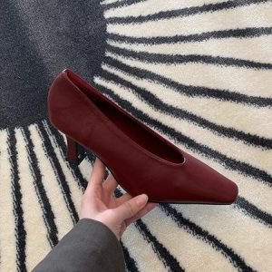 Pu Plain All Season Flats, Heels, color:Wine Red|size:39, Stylewe