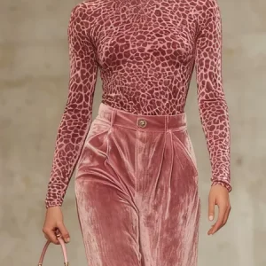 Urban Leopard Turtleneck T-shirt, Tees, color:Pink|size:XXL, Stylewe