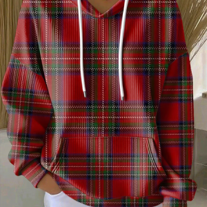 Casual Hoodie Plaid Hoodie Printing, Hoodies & Sweatshirts, color:Red|size:5XL, catalog Noracora shop