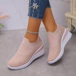 Casual Plain Slip On Block Heel Slip On, Sneakers&Athletic, color:Pink|size:43, catalog Noracora shop
