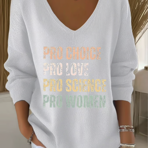 Women Cotton Text Letters Long Sleeve Comfy Casual Sweater, Sweaters, color:White|size:4XL, catalog Noracora shop