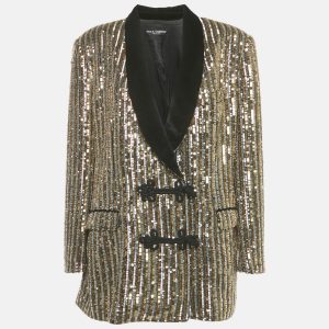 Dolce & Gabbana Gold Sequin Embellished Toggle Up Blazer M, Coats & Jackets - Luxury Closet catalog